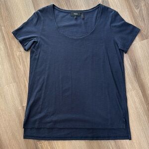 Theory Pinati B Spring Navy Blue Sea Slub Top Tee Shirt Scoop Neck Small Top